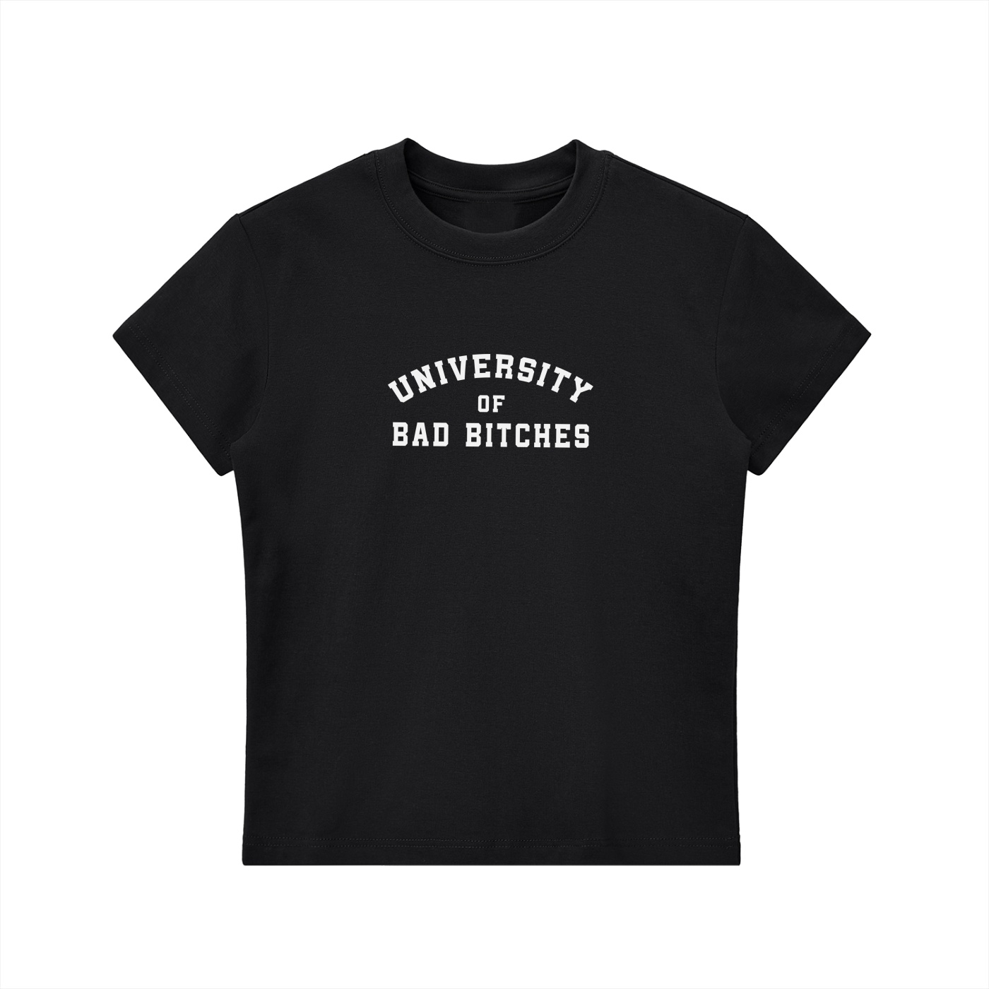 https://ajmall-vc-public-bucket.oss-us-west-1.aliyuncs.com/hugepod/material/custom_printing/13f52a4af4174829a12643b01055a858.png University of Bad Bitches Bodycon T-shirt - Image 1