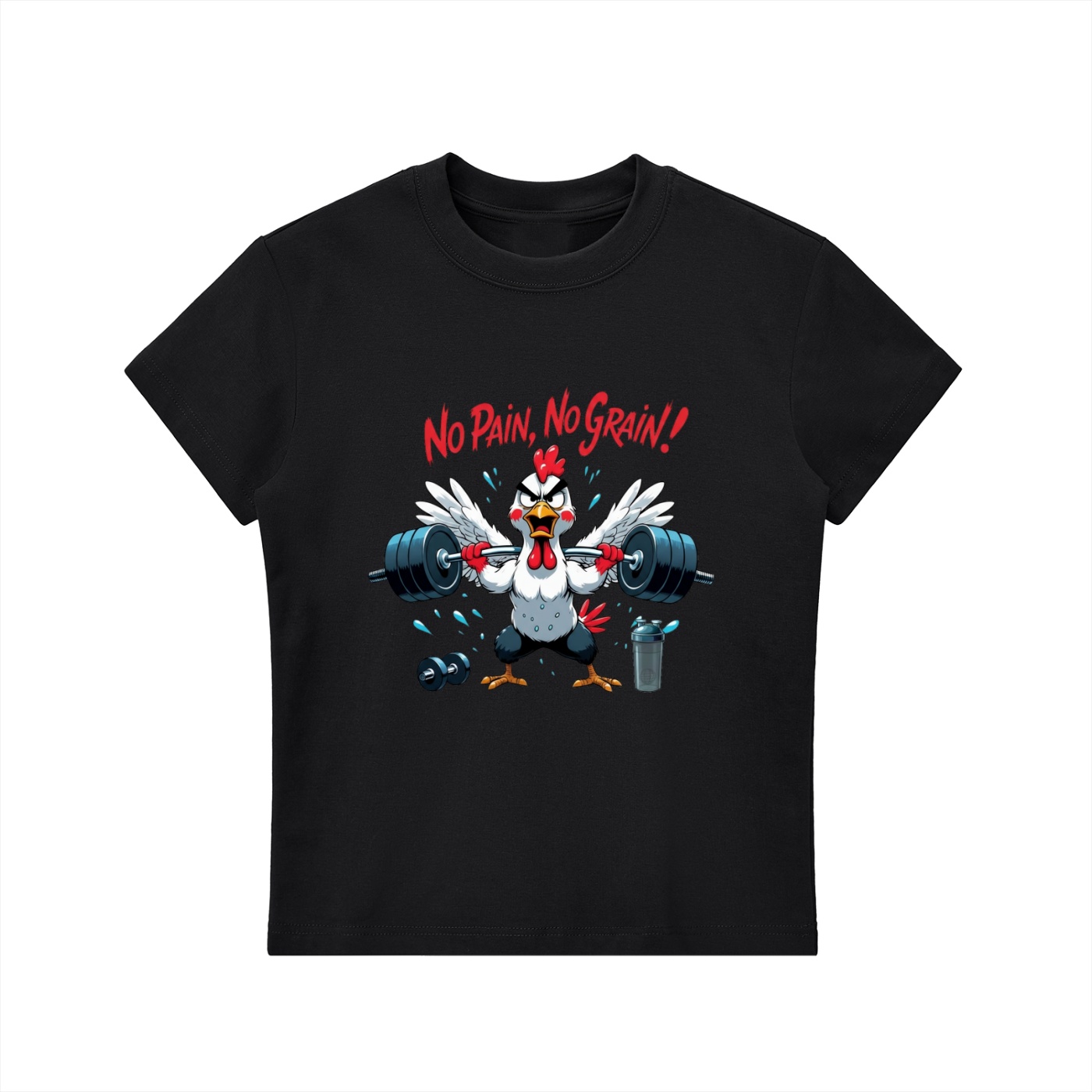 https://ajmall-vc-public-bucket.oss-us-west-1.aliyuncs.com/hugepod/material/custom_printing/1822a60346da45158ceffd8bd2b6c24b.png No Pain No Grain Bodycon T-shirt - Image 1