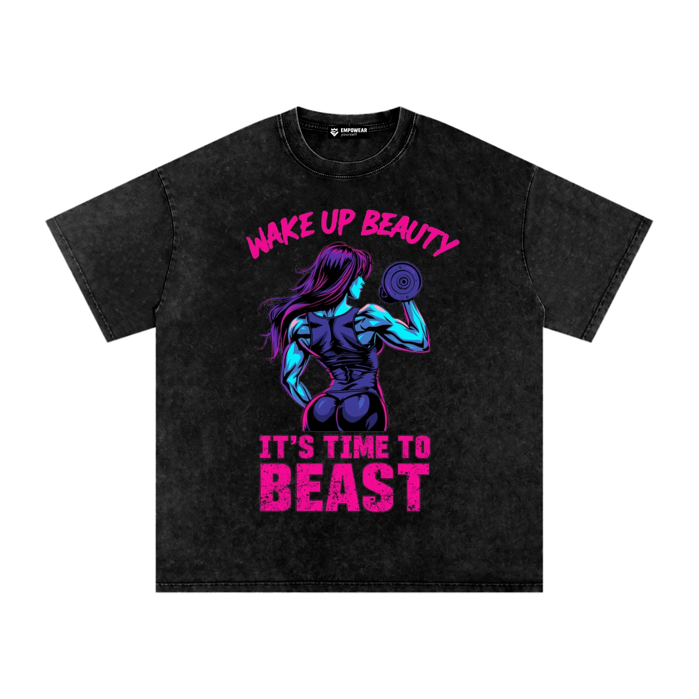 https://ajmall-vc-public-bucket.oss-us-west-1.aliyuncs.com/hugepod/material/custom_printing/65edfe14e9e34d349df03bcd876a6e2a.png Wake Up Beauty Washed Oversized T-Shirt - Image 1
