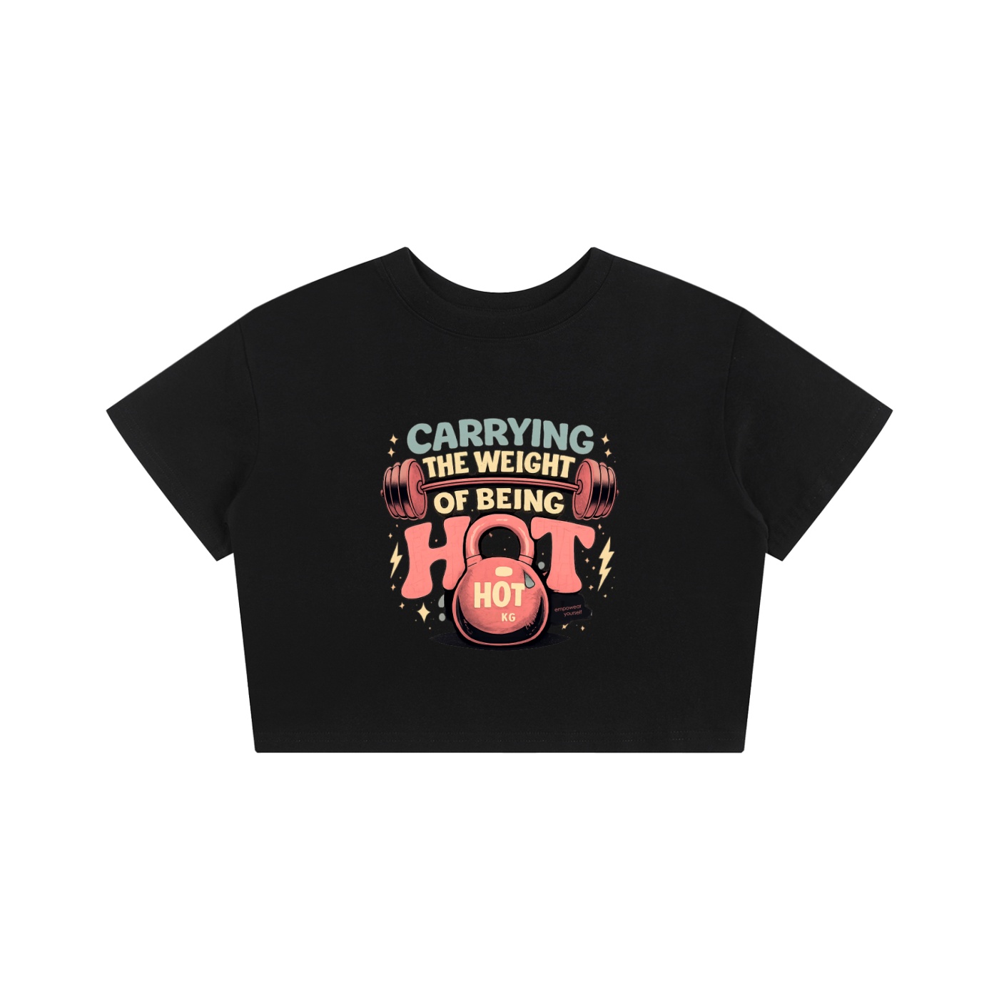 https://ajmall-vc-public-bucket.oss-us-west-1.aliyuncs.com/hugepod/material/custom_printing/96d4694a828f4642b1bedf7112597098.png Weight of being Hot Baby Tee - Image 1