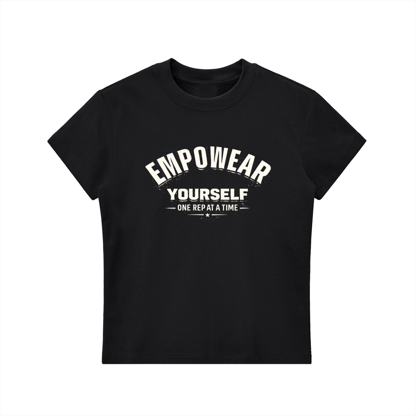 https://ajmall-vc-public-bucket.oss-us-west-1.aliyuncs.com/hugepod/material/custom_printing/e401868e8a6b4670b27fb62a2afe18f1.png Empowear One Rep at a Time Bodycon T-shirt - Image 1
