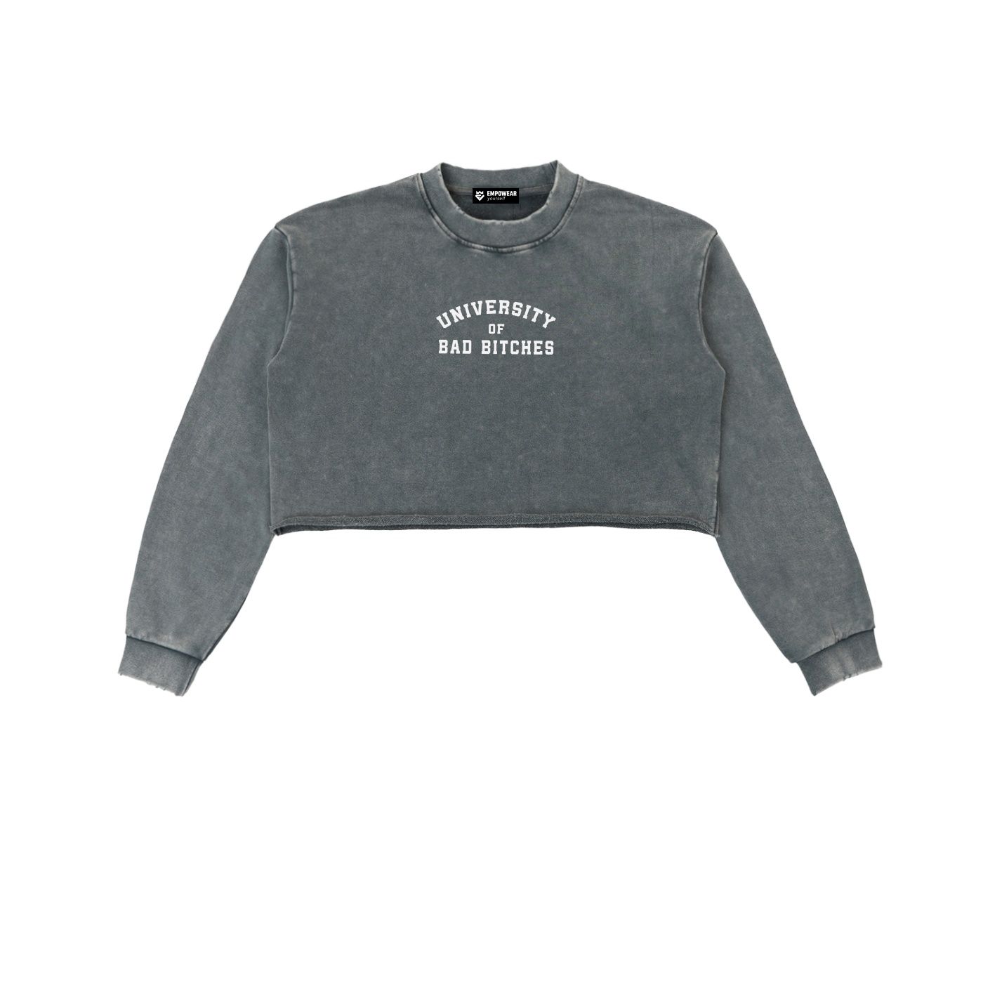 https://ajmall-vc-public-bucket.oss-us-west-1.aliyuncs.com/hugepod/material/custom_printing/f4bac319fe7349749e328d03fbc7576a.png University of Bad Bitches Washed Cropped - Image 1