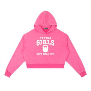 Strong Girls Have More Fun B&W Washed Hoodie Strong Girls Have More Fun B&W Washed Hoodie