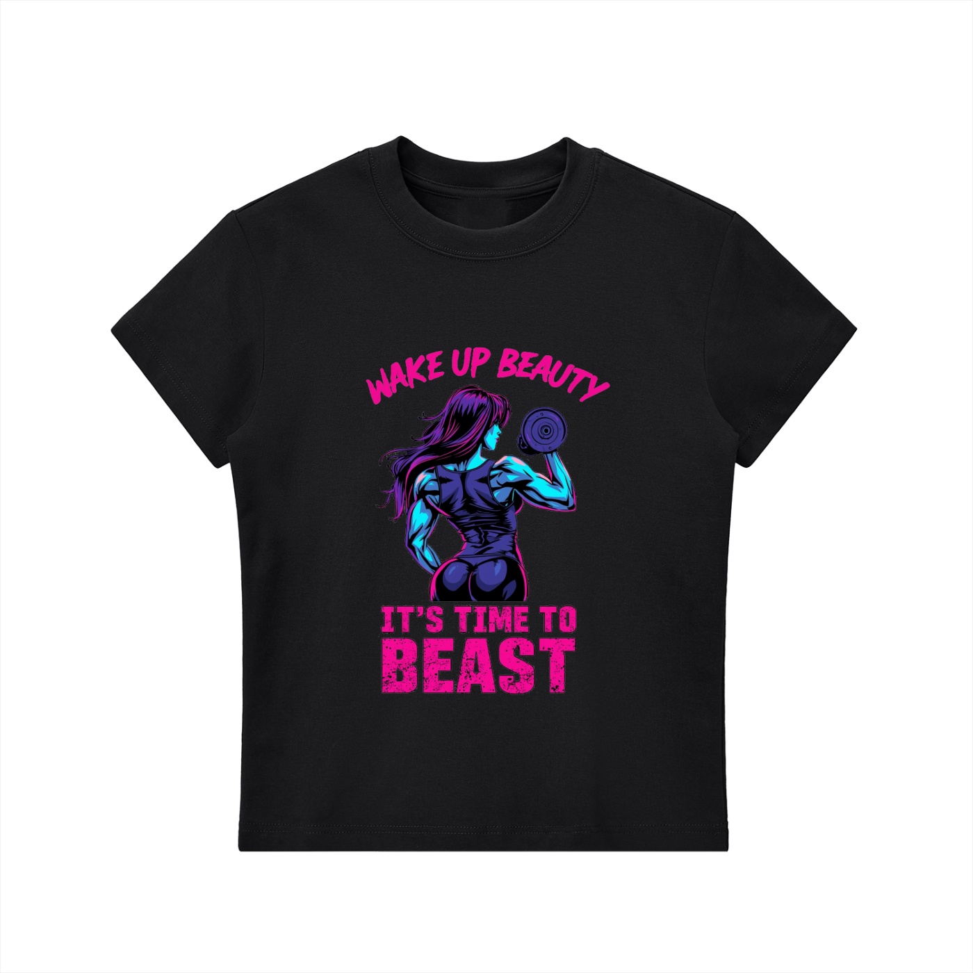 https://ajmall-vc-public-bucket.oss-us-west-1.aliyuncs.com/hugepod/material/custom_printing/029065f20567426988e2a8ece015dd67.png Wake up Beauty Bodycon T-Shirt - Image 1