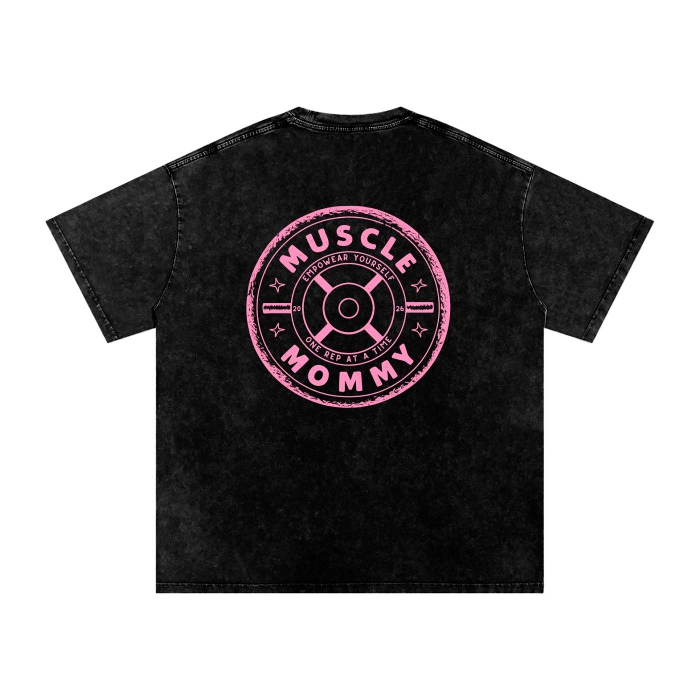 https://ajmall-vc-public-bucket.oss-us-west-1.aliyuncs.com/hugepod/material/custom_printing/0343d75899284b1ab8c244cce52942b9.png Muscle Mommy Plate Washed Oversized T-Shirt - Image 1