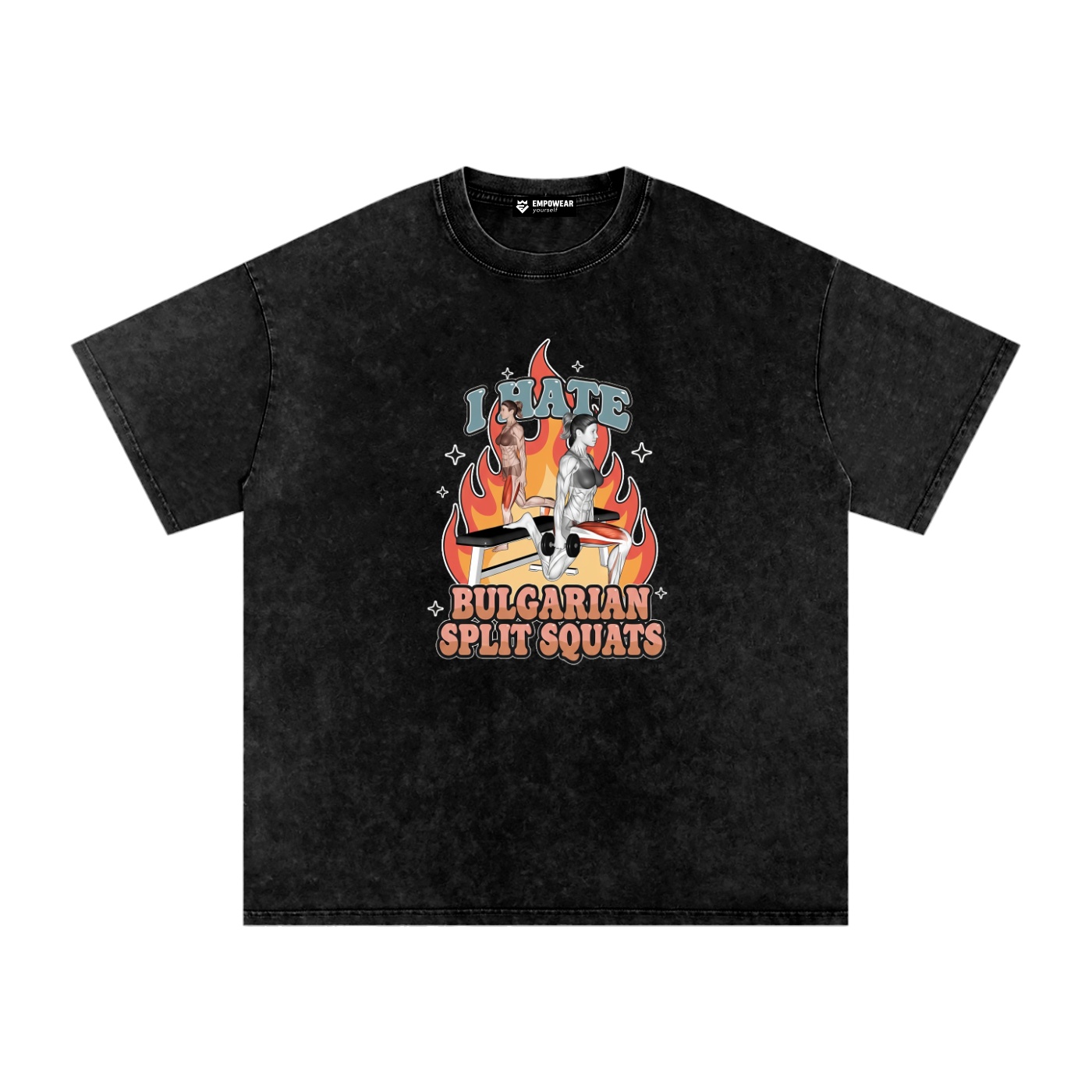 https://ajmall-vc-public-bucket.oss-us-west-1.aliyuncs.com/hugepod/material/custom_printing/2b973f743fc14aad84e25315741f3598.png I Hate Bulgarian Split Squats Washed Oversized T-Shirt - Image 1