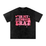 In My Fitness Era Front Print Washed Oversized T-Shirt