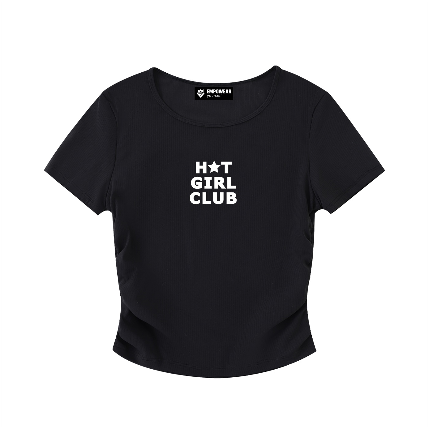 https://ajmall-vc-public-bucket.oss-us-west-1.aliyuncs.com/hugepod/material/custom_printing/5d5ec5db8a944d379dc95b2125513441.png Hot Girl Club Ruched T-shirt - Image 1