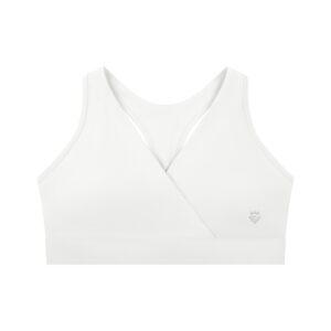 Crossover V-Neck Sports Bra White
