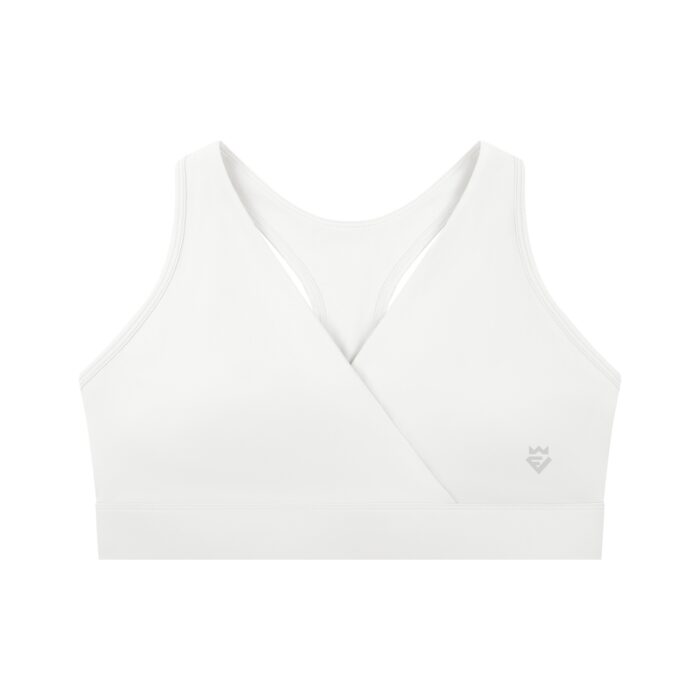 Crossover V-Neck Sports Bra White Crossover V-Neck Sports Bra White