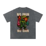 No Pain Dinosaur Double Print Washed Oversized T-Shirt - Image 4