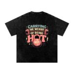 Weight of Being Hot Double Print Washed Oversized T-Shirt - Image 2
