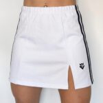 Diamond Striped Slit Skirt White