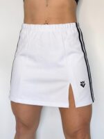 Diamond Striped Slit Skirt White