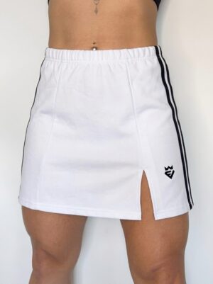 Diamond Striped Slit Skirt White
