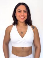 Crossover V-Neck Sports Bra White