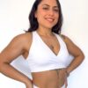 Crossover V-Neck Sports Bra White
