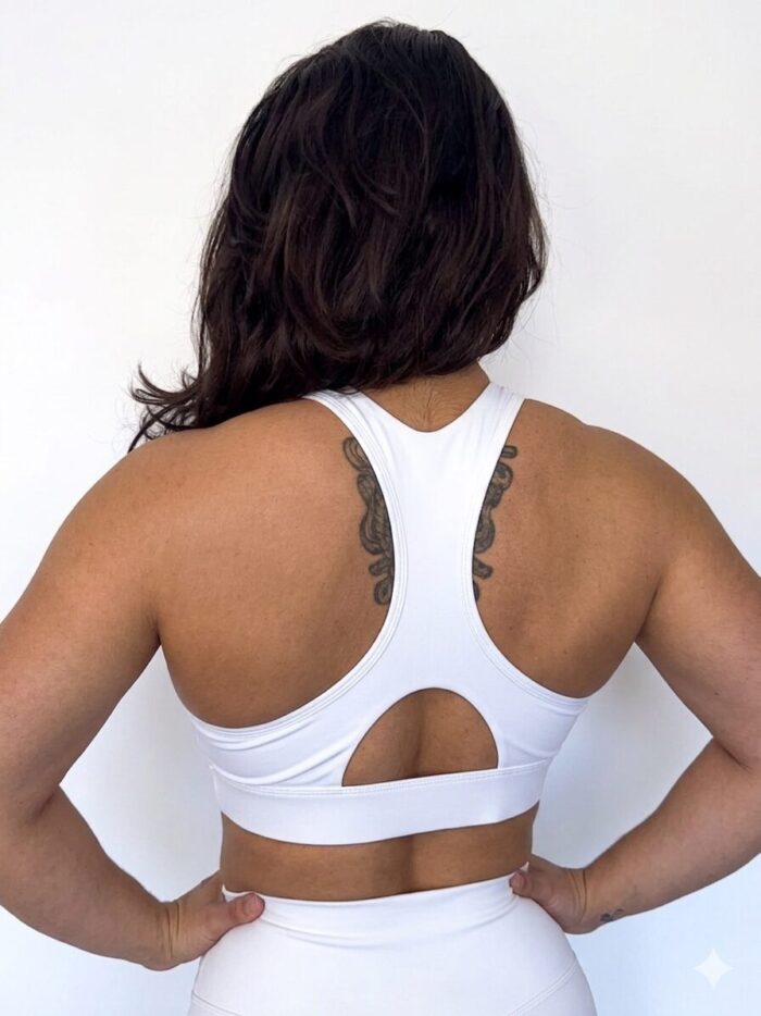 Crossover V-Neck Sports Bra White