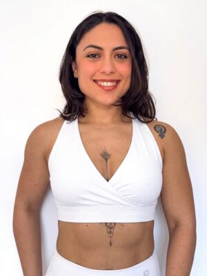 Crossover V-Neck Sports Bra White
