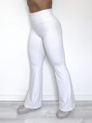 High-Waisted Flare Leggings White