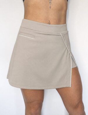 High-Waist Pocketed Short Skirt Light Coffee