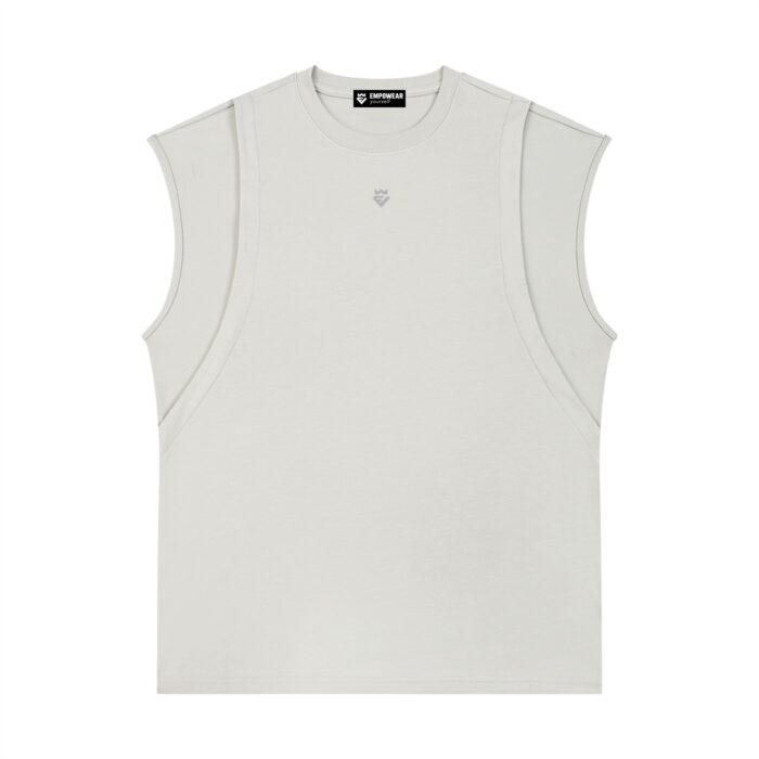 Spliced Panel Muscle Tank Top Loose Fit
