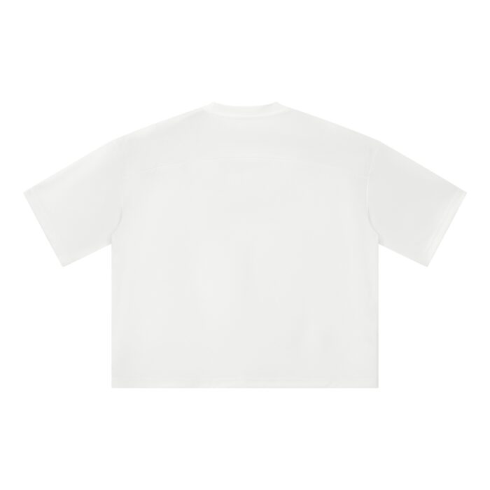 Mesh Boxy Crop T-Shirt Drop Shoulder White - Image 2