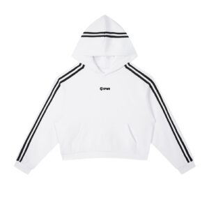 EPWR Striped Cropped Hoodie White