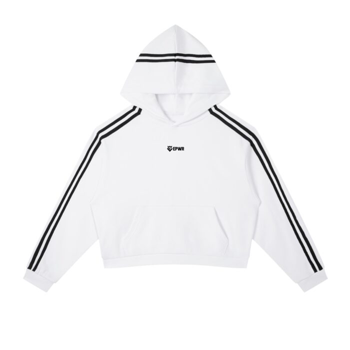 EPWR Striped Cropped Hoodie White