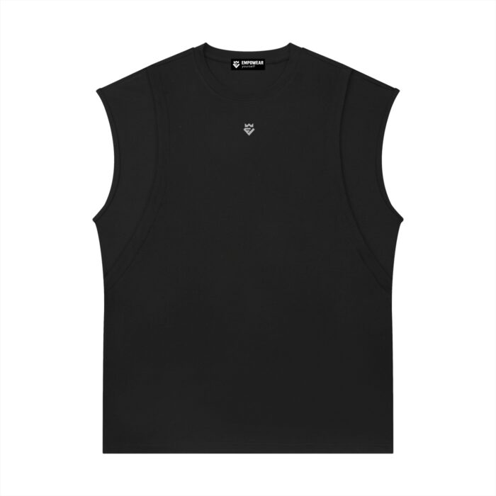 Spliced Panel Muscle Tank Top Loose Fit