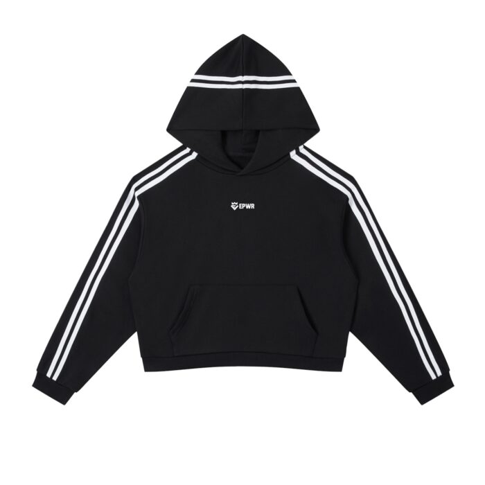 EPWR Striped Cropped Hoodie Dark