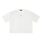 Mesh Boxy Crop T-Shirt Drop Shoulder White
