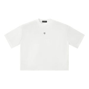 Mesh Boxy Crop T-Shirt Drop Shoulder White