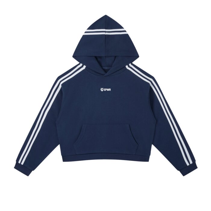 EPWR Striped Cropped Hoodie Dark