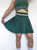 Pleated Mini Skirt Striped Waistband - Image 2