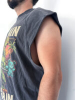 Acid Wash Oversized Tank Top No Pain No Gain - Image 3