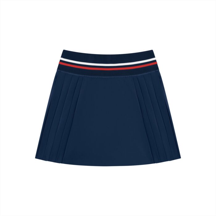 Pleated Mini Skirt Striped Waistband - Image 11
