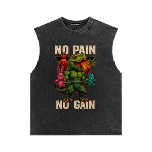 Acid Wash Oversized Tank Top No Pain No Gain