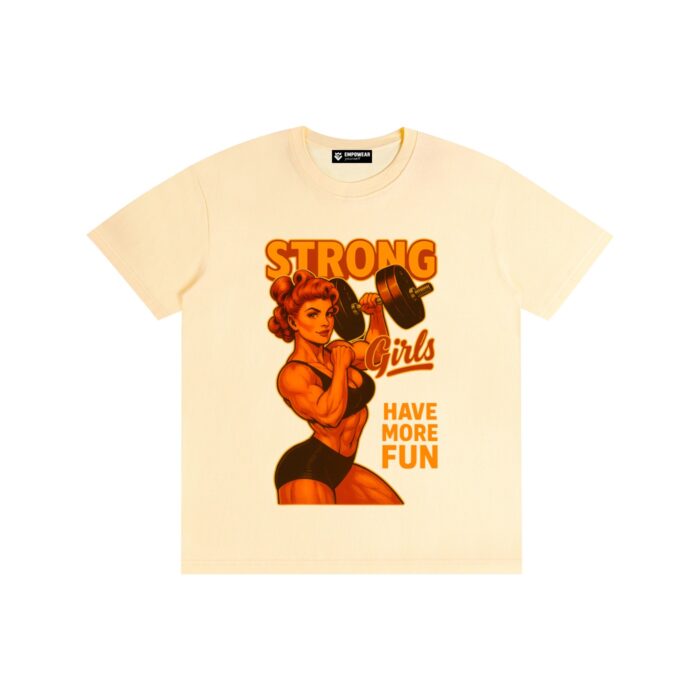 Cotton Crewneck T-Shirt | Strong Girls Have More Fun - Image 3